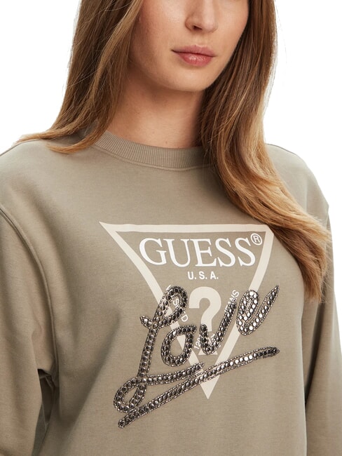 STUDDED LOVE Bluza z okrągłym dekoltem i nadrukiem ćwiek&oacute;w liść szałwii - Bluzy damskie
