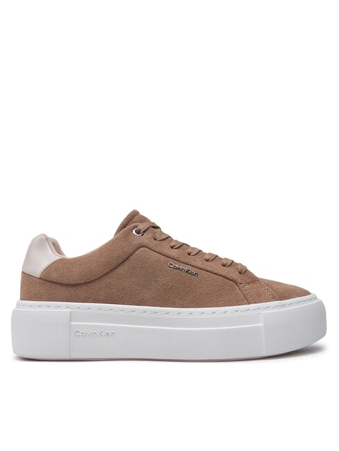 FLATFORM CUP LACE UP Trampki ze sk&oacute;ry zamszowej brązowy - Buty damskie