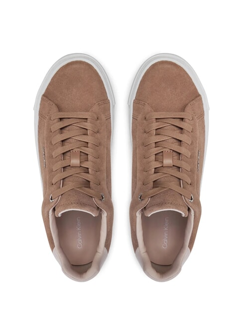 FLATFORM CUP LACE UP Trampki ze sk&oacute;ry zamszowej brązowy - Buty damskie