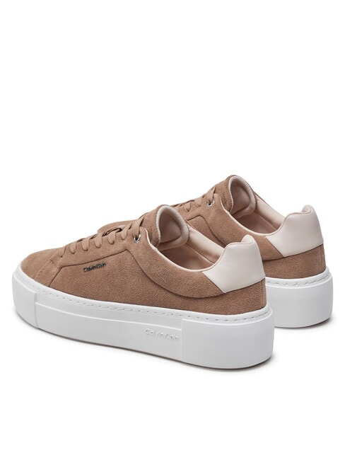 FLATFORM CUP LACE UP Trampki ze sk&oacute;ry zamszowej brązowy - Buty damskie
