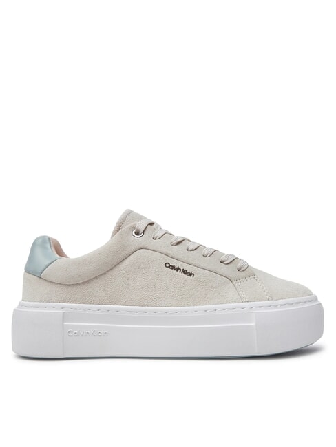 FLATFORM CUP LACE UP Trampki ze sk&oacute;ry zamszowej beżowy - Buty damskie