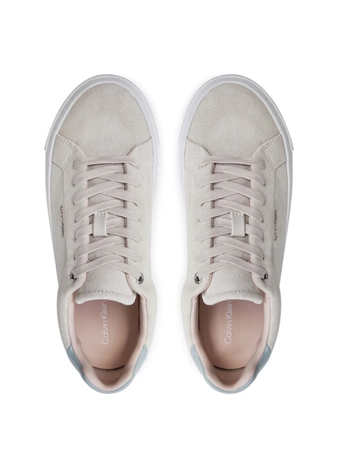 FLATFORM CUP LACE UP Trampki ze sk&oacute;ry zamszowej beżowy - Buty damskie