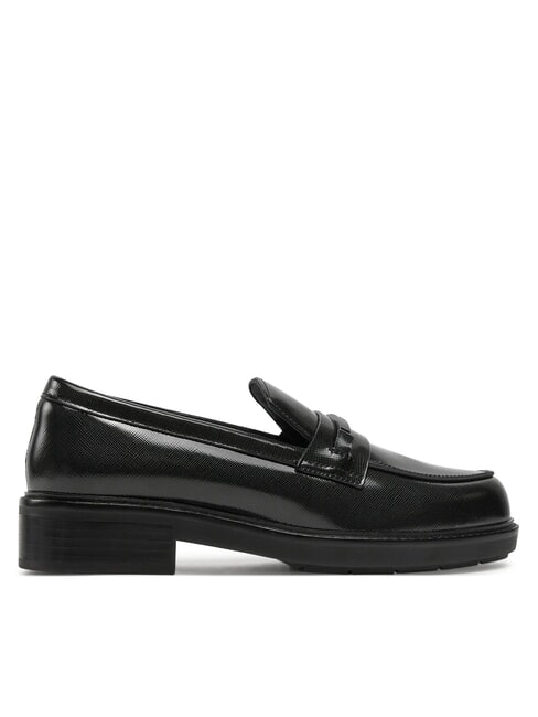 LOAFER BAR SAFF Sk&oacute;rzane mokasyny z wstawką saffiano czarny - Buty damskie