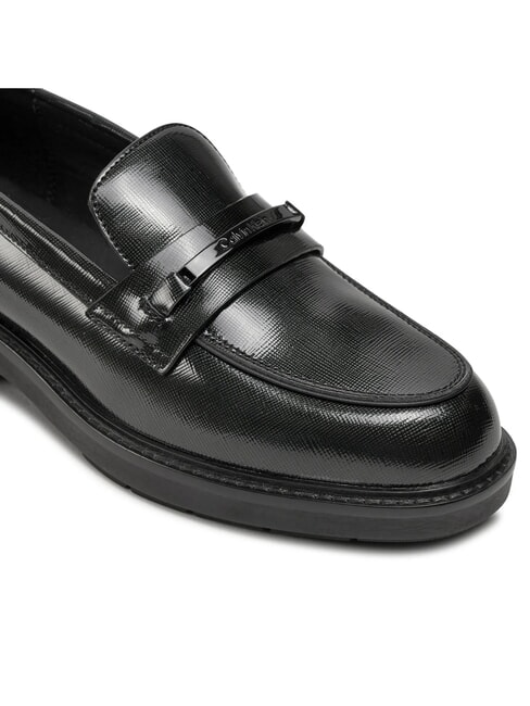 LOAFER BAR SAFF Sk&oacute;rzane mokasyny z wstawką saffiano czarny - Buty damskie