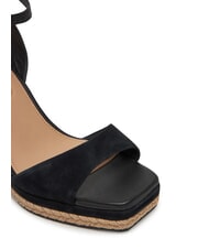 TOMMY HILFIGER TH MONOGRAM Wysokie sk&oacute;rzane sandały na koturnie czarny - Buty damskie - 5
