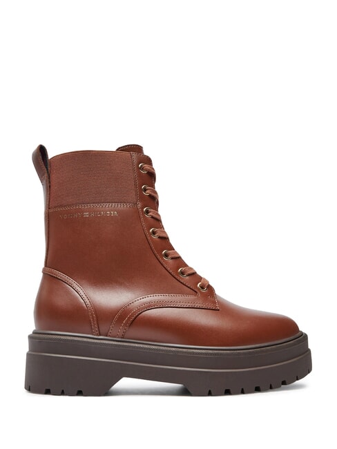 TH ELASTIC RIB LACEUP Sk&oacute;rzane buty sznurowane koniakowy brąz - Buty damskie