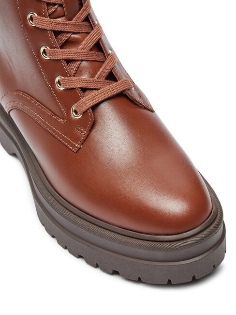 TH ELASTIC RIB LACEUP Sk&oacute;rzane buty sznurowane koniakowy brąz - Buty damskie