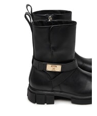 TOMMY HILFIGER BIKER Sk&oacute;rzane botki z klamrą czarny - Buty damskie - 4