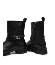 TOMMY HILFIGER BIKER Sk&oacute;rzane botki z klamrą czarny - Buty damskie - 5