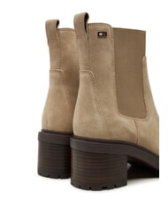 TOMMY HILFIGER FLAG MID HEEL Zamszowe botki beżowy - Buty damskie - 5