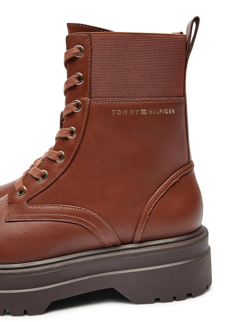 TH ELASTIC RIB LACEUP Sk&oacute;rzane buty sznurowane koniakowy brąz - Buty damskie