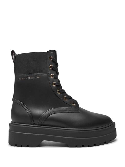 TH ELASTIC RIB LACEUP Sk&oacute;rzane buty sznurowane czarny - Buty damskie
