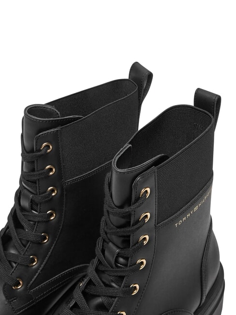 TH ELASTIC RIB LACEUP Sk&oacute;rzane buty sznurowane czarny - Buty damskie