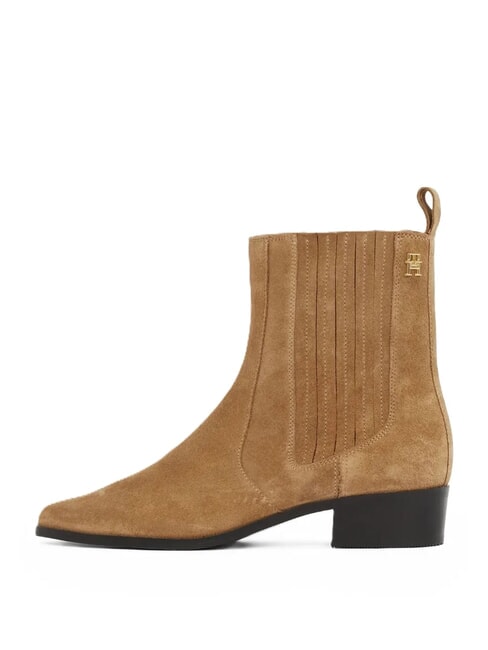 COWBOY CHELSEA Zamszowe botki z noskiem w szpic khaki - Buty damskie