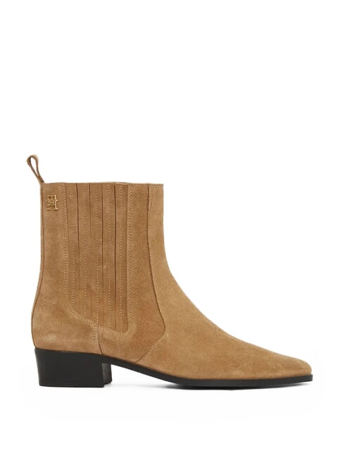 COWBOY CHELSEA Zamszowe botki z noskiem w szpic khaki - Buty damskie