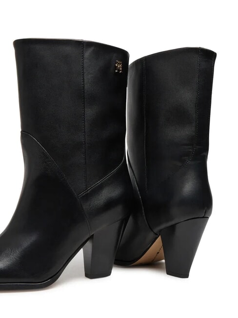 MID COWBOY Sk&oacute;rzane botki z obcasem czarny - Buty damskie
