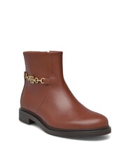 TOMMY HILFIGER TH CHAIN Niskie sk&oacute;rzane botki zapinane na zamek koniakowy brąz - Buty damskie - 3