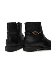 TOMMY HILFIGER TH CHAIN Niskie sk&oacute;rzane botki zapinane na zamek czarny - Buty damskie - 4