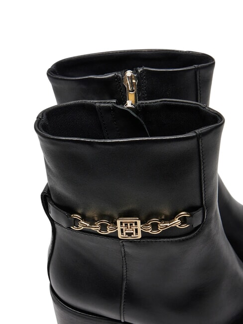 TH CHAIN Sk&oacute;rzane botki z łańcuchem czarny - Buty damskie