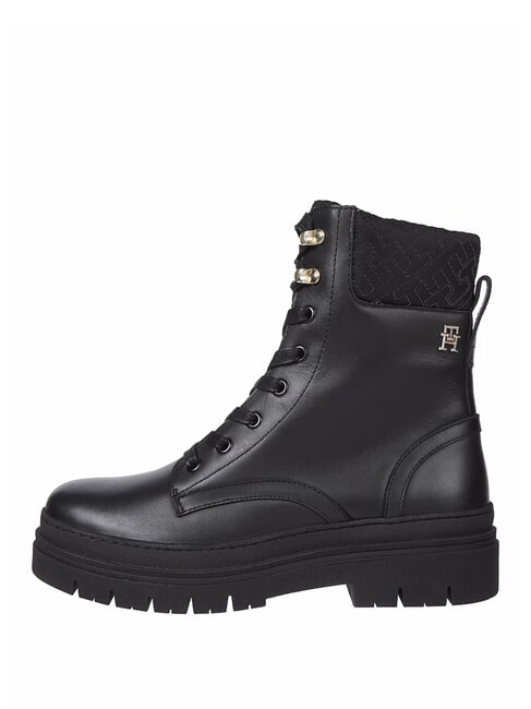 CLEATED LACE-UP Botki sznurowane z wyściełanym kołnierzem czarny - Buty damskie