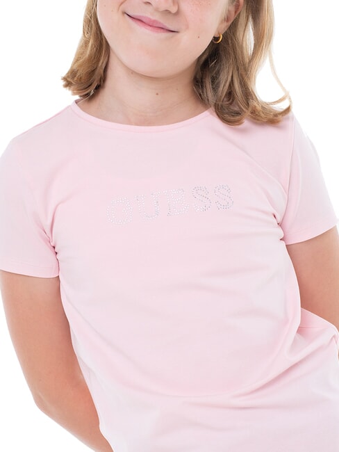MINI ME KIDS Koszulka z logo ze strasami wata cukrowa r&oacute;żowa - Koszulka dziecięca