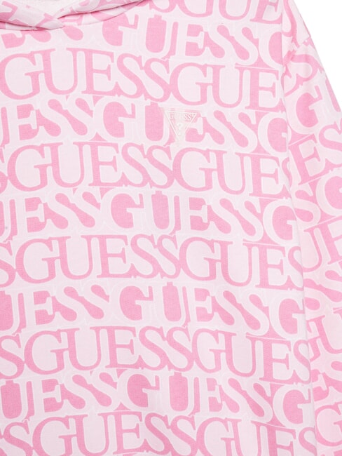 KIDS Bluza z kapturem z logo na całej powierzchni logo fuksji - Bluzy dziecięce