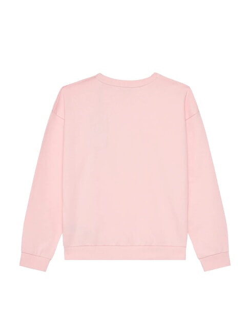 KIDS Bluza z okrągłym dekoltem, logo i kryształkami wata cukrowa r&oacute;żowa - Bluzy dziecięce