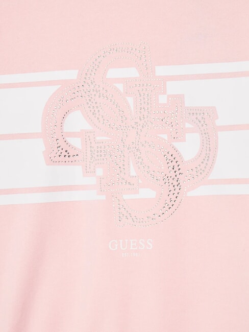 KIDS Bluza z okrągłym dekoltem, logo i kryształkami wata cukrowa r&oacute;żowa - Bluzy dziecięce