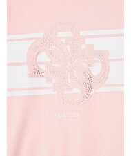 GUESS KIDS Bluza z okrągłym dekoltem, logo i kryształkami wata cukrowa r&oacute;żowa - Bluzy dziecięce - 3
