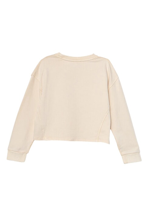 KIDS Bluza dziewczęca z okrągłym dekoltem i haftowanym logo piwonia brzoskwiniowa - Bluzy dziecięce