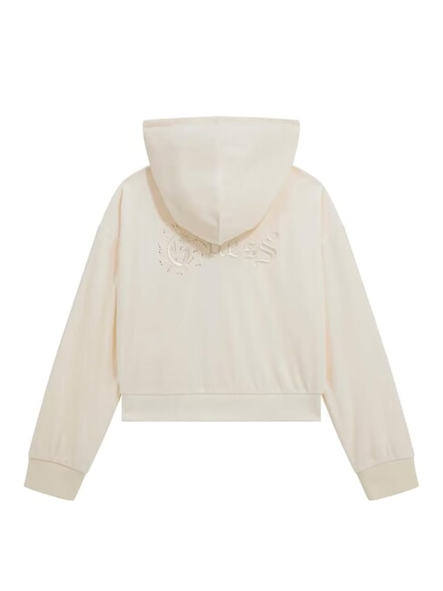 KIDS Dziewczęca bluza z kapturem zapinana na suwak kremowy białawy - Bluzy dziecięce
