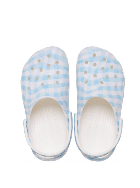 CLASSIC GINGHAM Damskie kapcie sabot z nadrukiem biało-niebieski - Buty damskie