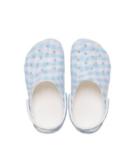 CROCS CLASSIC GINGHAM Damskie kapcie sabot z nadrukiem biało-niebieski - Buty damskie - 3