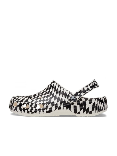 CLASSIC WARPED Kapcie sabot unisex z nadrukiem biały/czarny - Buty uniseks