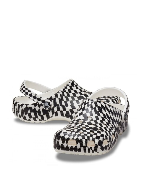 CLASSIC WARPED Kapcie sabot unisex z nadrukiem biały/czarny - Buty uniseks