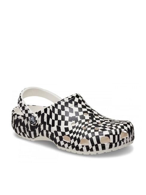 CLASSIC WARPED Kapcie sabot unisex z nadrukiem biały/czarny - Buty uniseks