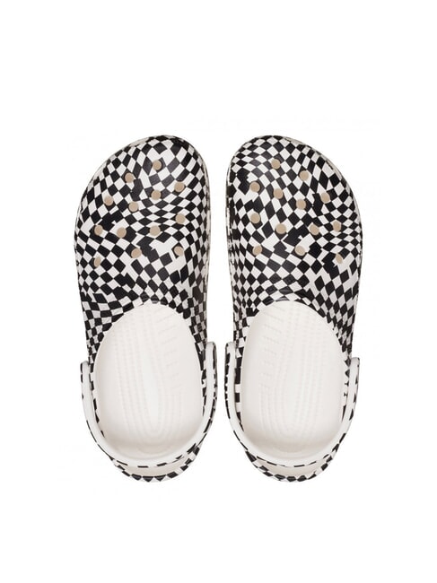 CLASSIC WARPED Kapcie sabot unisex z nadrukiem biały/czarny - Buty uniseks