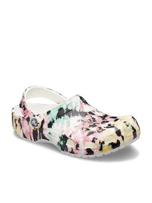 CLASSIC TIEDYE Damskie kapcie sabot z nadrukiem wielokolorowy/biały - Buty damskie