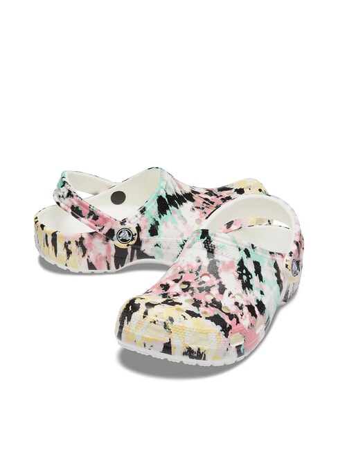 CLASSIC TIEDYE Damskie kapcie sabot z nadrukiem wielokolorowy/biały - Buty damskie