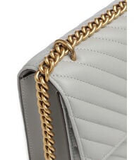 PINKO CLASSIC LOVE ONE Torba ze sk&oacute;ry nappa perłowo-szaro-antyczne złoto - Torby damskie - 3
