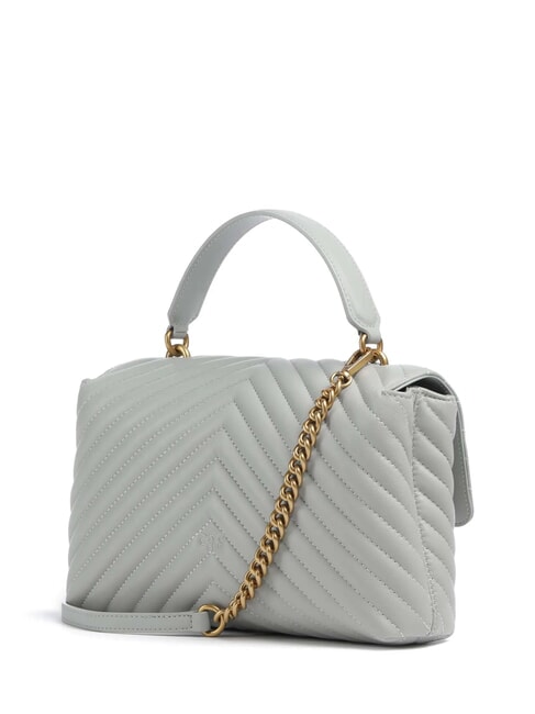CLASSIC LADY LOVE BAG Worek typu puff w jodełkę perłowo-szaro-antyczne złoto - Torby damskie