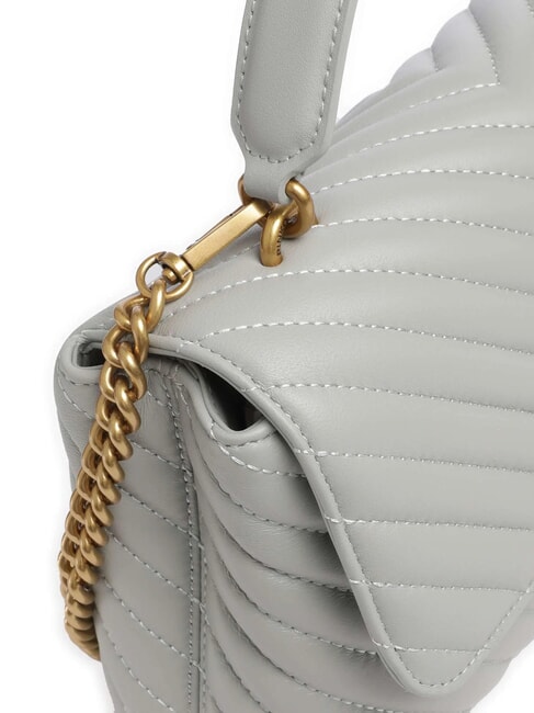 CLASSIC LADY LOVE BAG Worek typu puff w jodełkę perłowo-szaro-antyczne złoto - Torby damskie