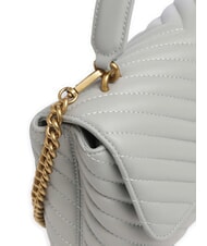PINKO CLASSIC LADY LOVE BAG Worek typu puff w jodełkę perłowo-szaro-antyczne złoto - Torby damskie - 3