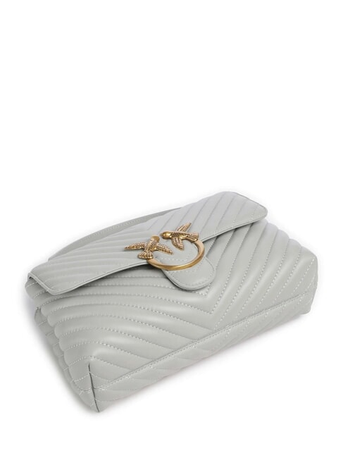 CLASSIC LADY LOVE BAG Worek typu puff w jodełkę perłowo-szaro-antyczne złoto - Torby damskie