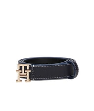TOMMY HILFIGER TH LOGO Pasek sk&oacute;rzany damski kosmiczny niebieski - Paski - 4
