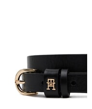 TOMMY HILFIGER TH LOGO Cienki sk&oacute;rzany pasek damski czarny - Paski - 3