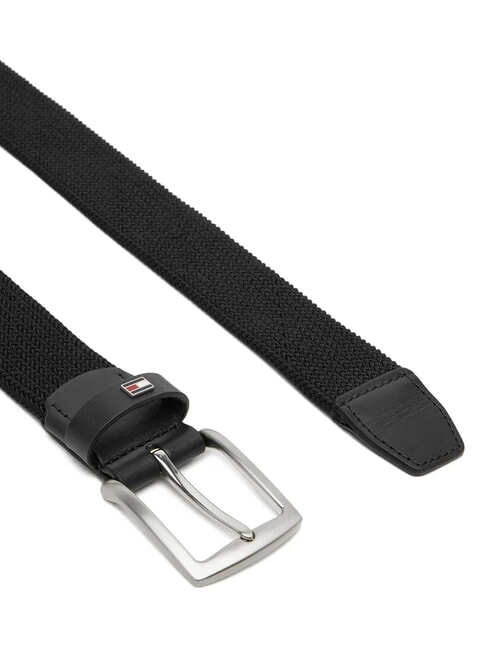 DENTON ELASTIC Męski pasek z tkaniny tkanej czarny - Paski