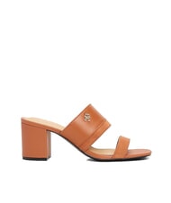 TOMMY HILFIGER TH Sandały sk&oacute;rzane typu mule na szerokim obcasie kora cynamonu - Buty damskie - 3