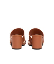 TOMMY HILFIGER TH Sandały sk&oacute;rzane typu mule na szerokim obcasie kora cynamonu - Buty damskie - 6