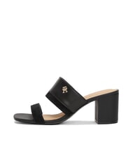 TOMMY HILFIGER TH Sandały sk&oacute;rzane typu mule na szerokim obcasie czarny - Buty damskie - 2